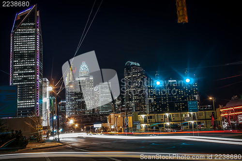 Image of Charlotte City Skyline night scene