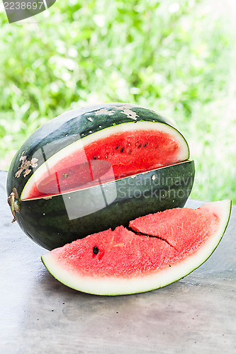 Image of A red slice of sweet water melon 