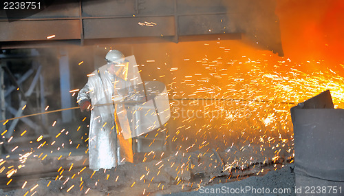 Image of mill worker with hot steel