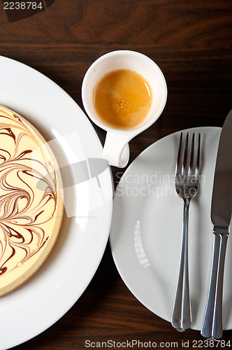 Image of Cheese cake and espresso coffee