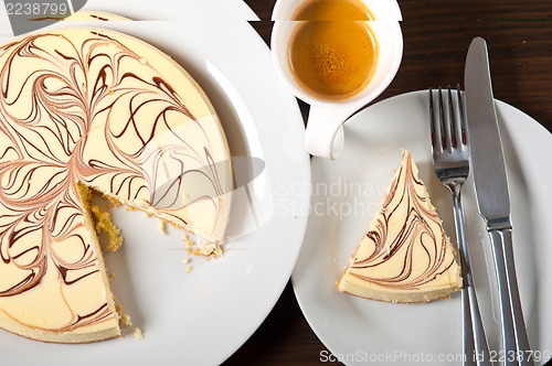 Image of Cheese cake and espresso coffee