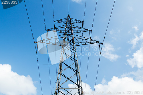 Image of High voltage lines against a blue sky 