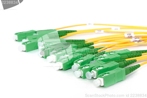 Image of green fiber optic SC connectors