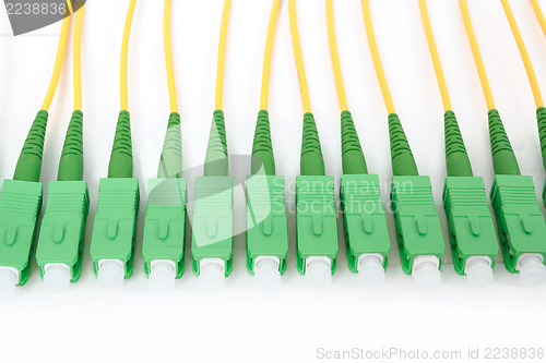 Image of green fiber optic SC connectors