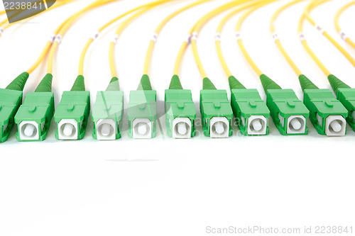 Image of green fiber optic SC connectors