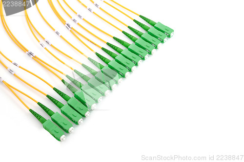 Image of green fiber optic SC connectors