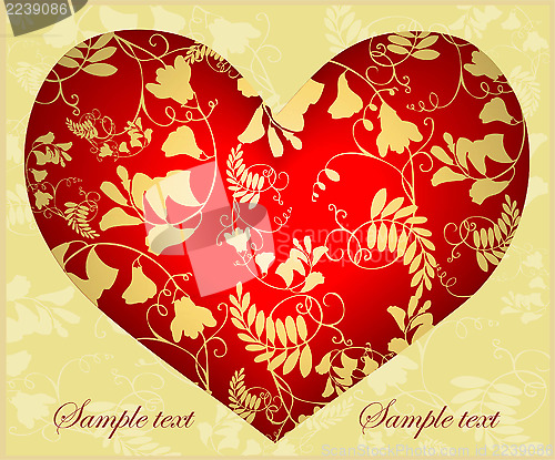 Image of Decorative heart. Hand drawn valentines day greeting card. Illus