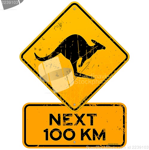 Image of Roadsign Kangaroos Next 100 km