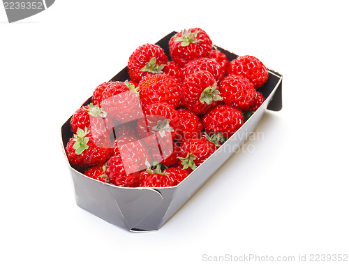 Image of Ripe Red strawberries in paper box