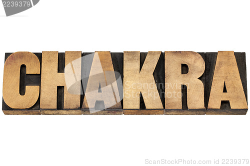 Image of chakra word in wood type