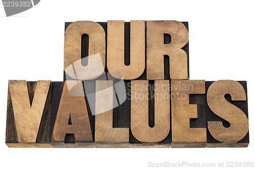 Image of our values in wood type
