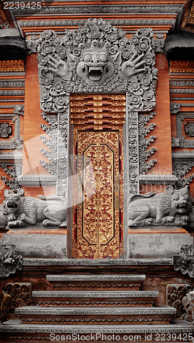 Image of Gate of temple decorated with ornaments. Indonesia, Bali