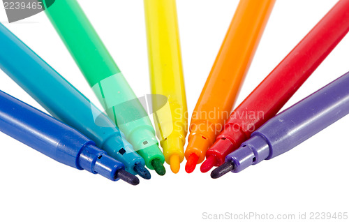 Image of felt tip pens whithout caps isolated on white 