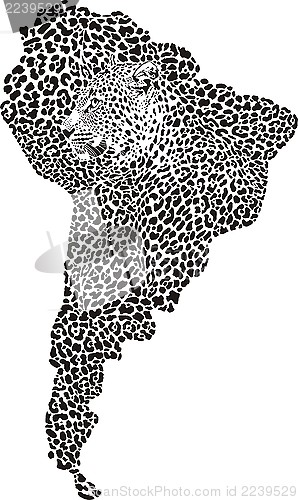 Image of Jaguar on the map of South America