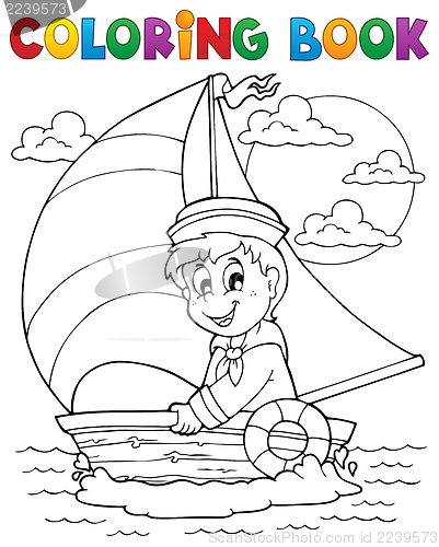 Image of Coloring book sailor theme 1