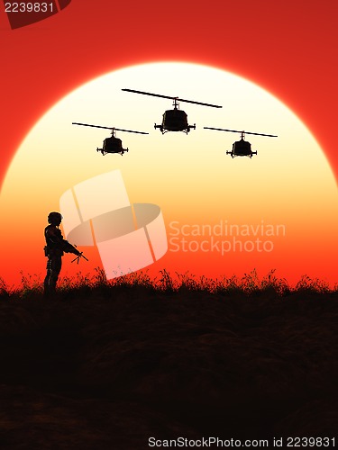 Image of Soldier in the Sunset