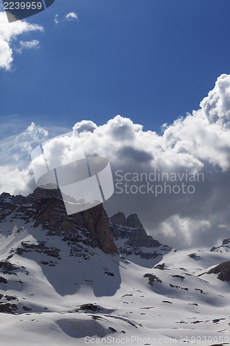 Image of Snowy mountains in nice day