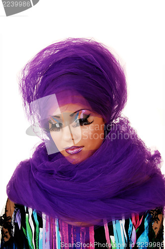 Image of Woman with purple twill.