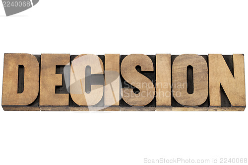 Image of decision word in wood type