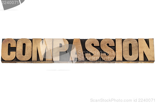 Image of compassion word in wood type