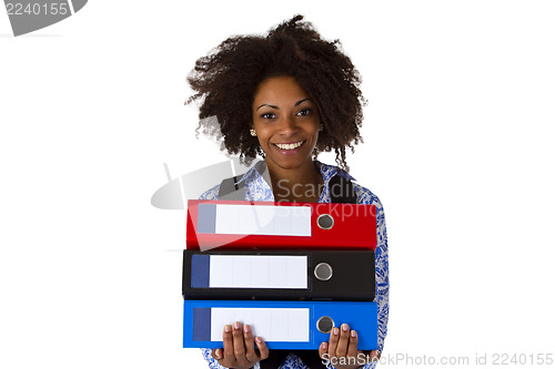 Image of Afro american woman with folders