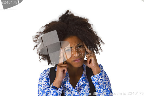 Image of African american woman feels sick 