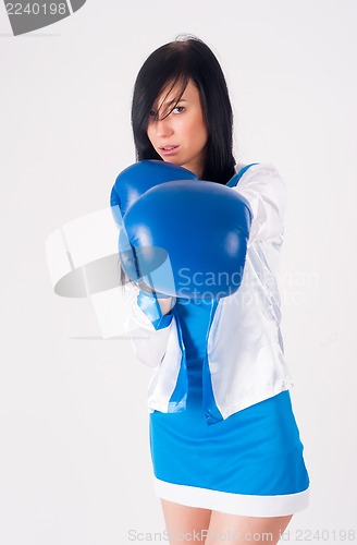 Image of Pretty girl with boxing gloves