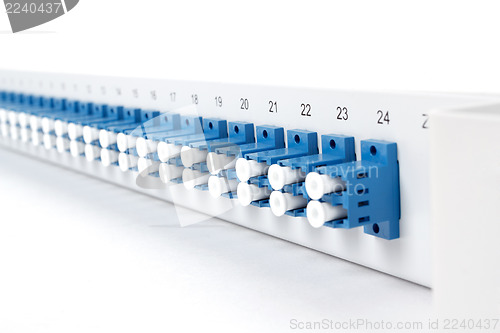 Image of Fiber optic distribution frame with SC adapters