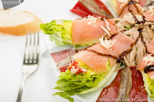 Image of food salmon anchovy salad