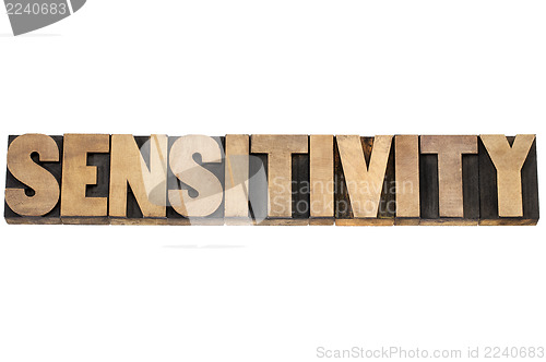 Image of sensitivity word in wood type