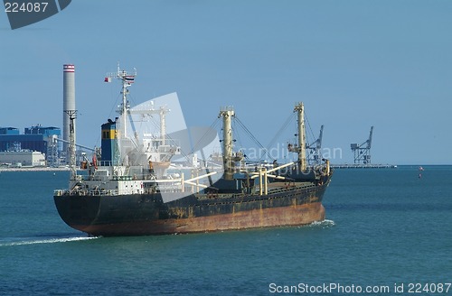 Image of Freight ship leaving port