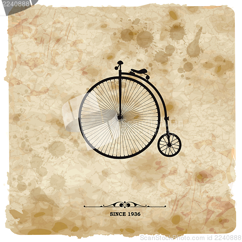 Image of Vintage postcard. Retro bicycle on Grunge Background