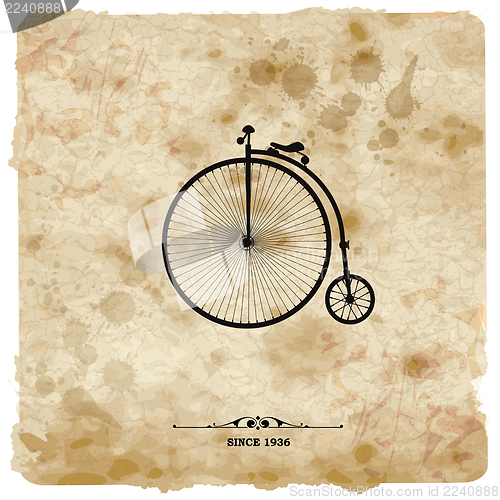 Image of Vintage postcard. Retro bicycle on Grunge Background