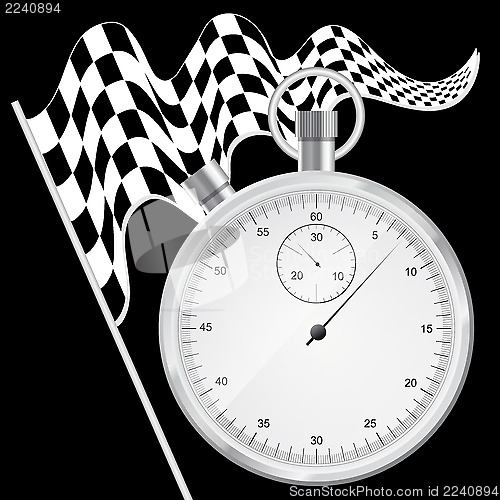 Image of Black background with checkered flag and stopwatch