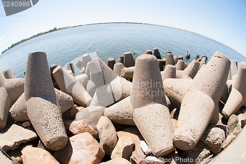 Image of Concrete breakwater of Baltic sea channel