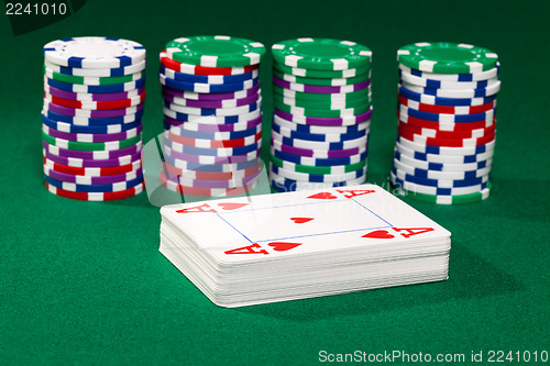 Image of Poker chips and cards