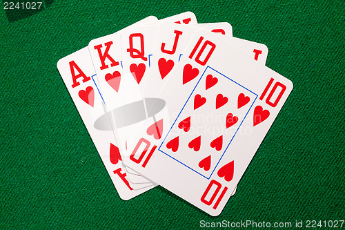 Image of Poker cards with royal flush combination