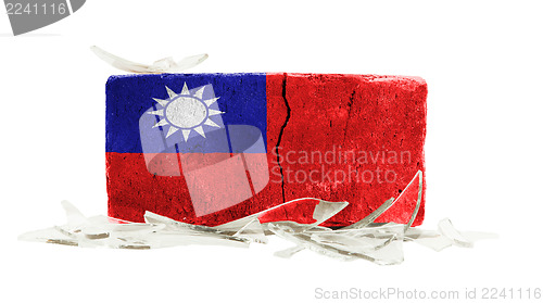 Image of Brick with broken glass, violence concept