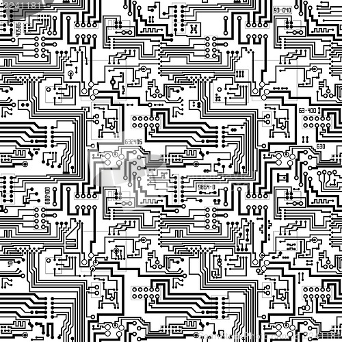 Image of Circuit board seamless technological pattern