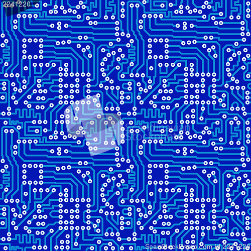 Image of Blue electronic circuit board with gray solder seamless pattern