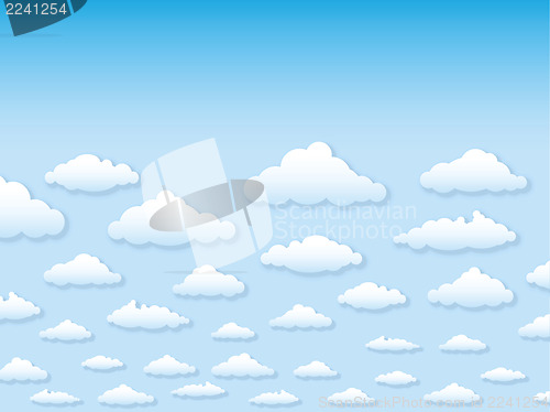 Image of Illustration sky with clouds in cartoon style