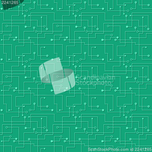 Image of Seamless pattern - electronic blue circuit board. 