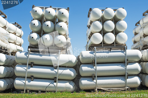 Image of White industrial butan bottles