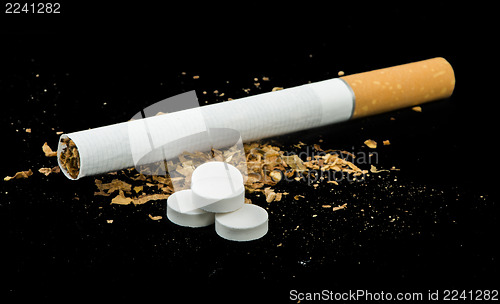 Image of Cigarette, tobacco and pills