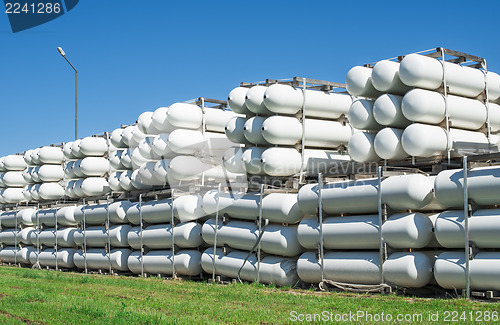 Image of White industrial butan bottles