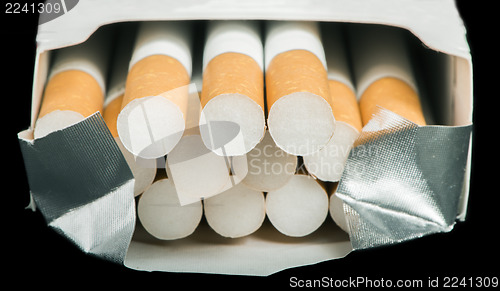 Image of Box of cigarettes close up