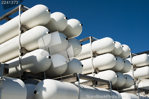 Image of White industrial butan bottles