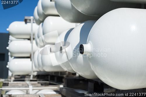 Image of White industrial butan bottles