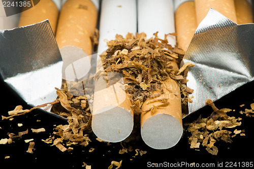 Image of Box of cigarettes close up