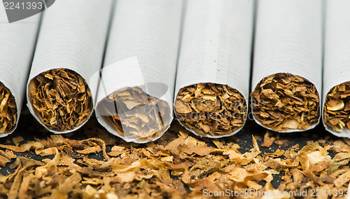 Image of Arranged in a row cigarettes